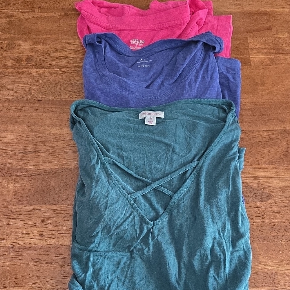 Mossimo Pink, J.jill Blue, and Xhilaration Green Blouses